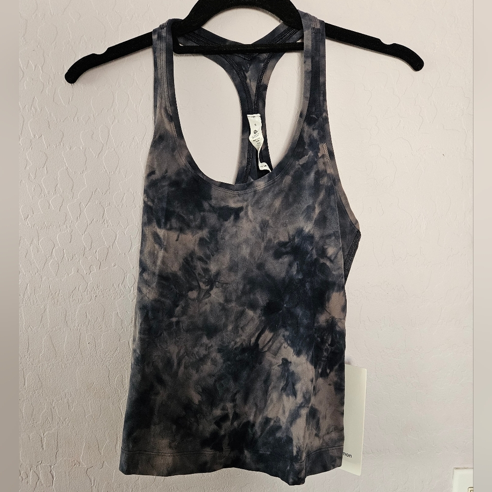 Lululemon Athletica Black and Gray Tie-Dye Tank Top